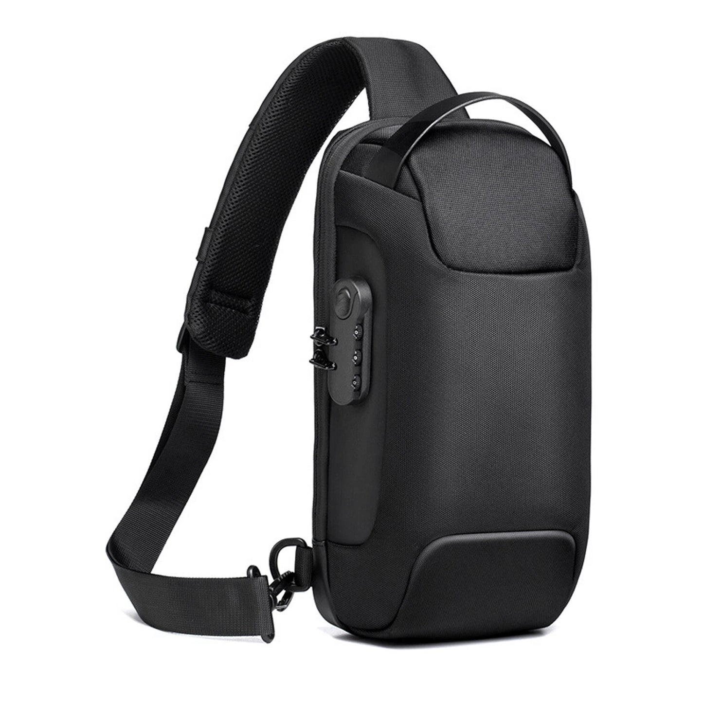 Anti-Theft Sling Backpack with USB Port Black Camouflage