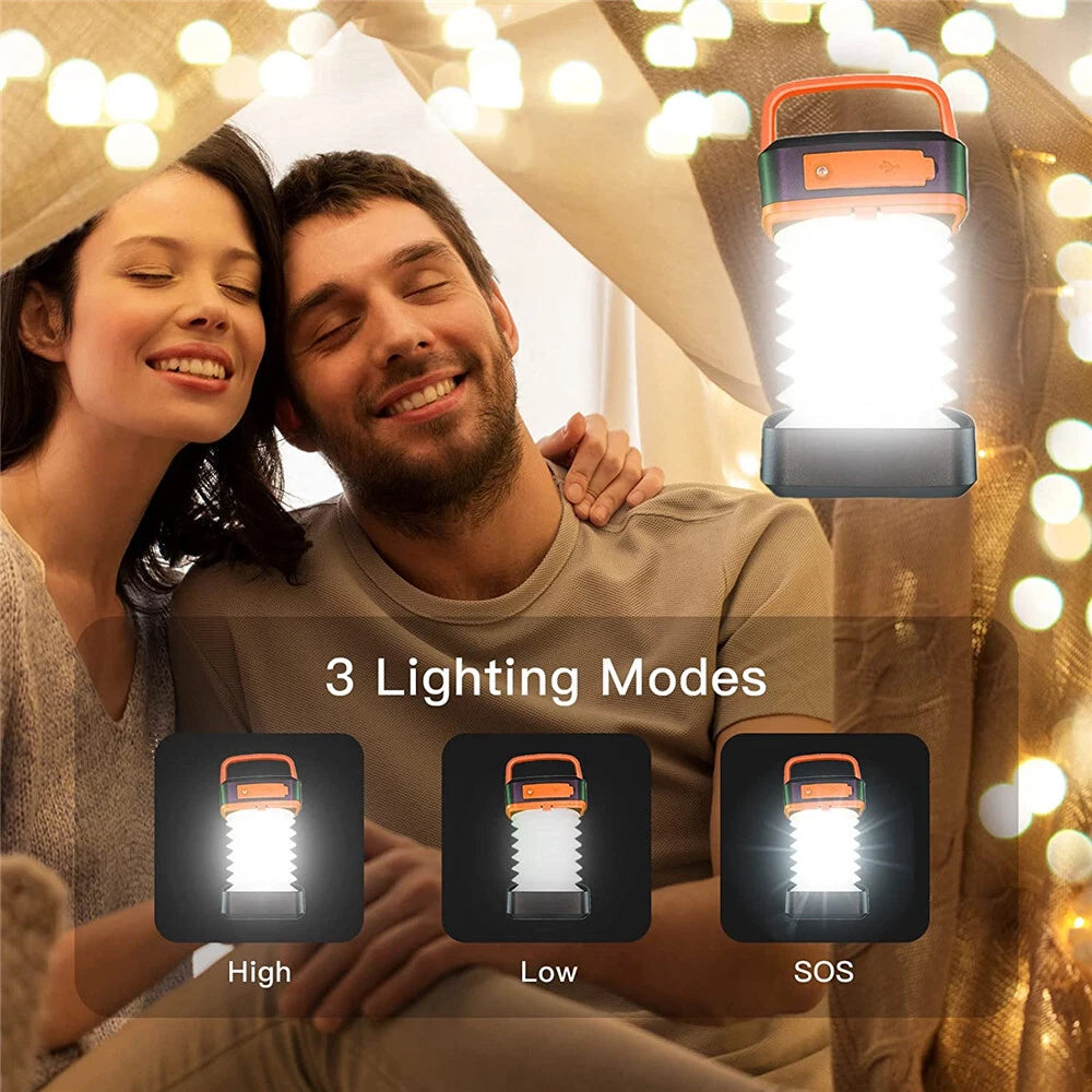 Solar Rechargeable LED Camping Lantern Flashlight
