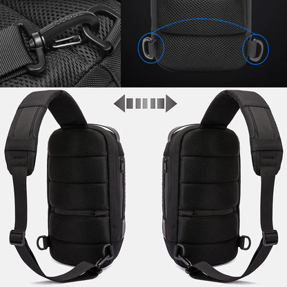 Anti-Theft Sling Backpack with USB Port Black Camouflage