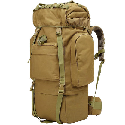 65L Tactical Hiking Backpack with Rain Cover and MOLLE Design