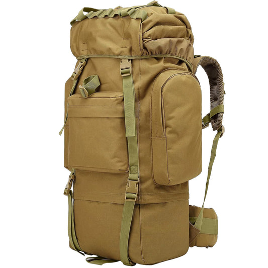 65L Tactical Hiking Backpack with Rain Cover and MOLLE Design