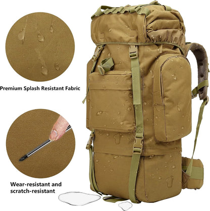 65L Tactical Hiking Backpack with Rain Cover and MOLLE Design