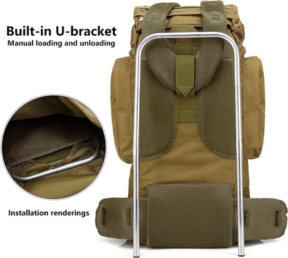 65L Tactical Hiking Backpack with Rain Cover and MOLLE Design