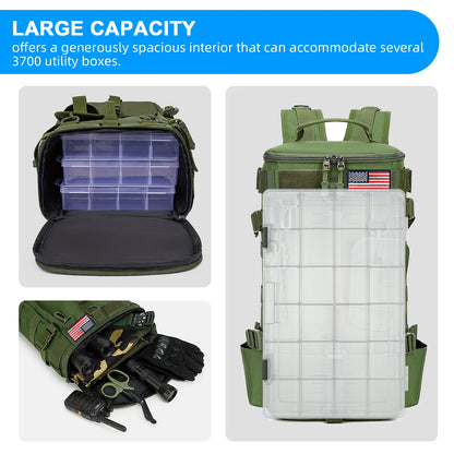 600D Waterproof Fishing Backpack Rod Holder Tackle Bag for Outdoor Use