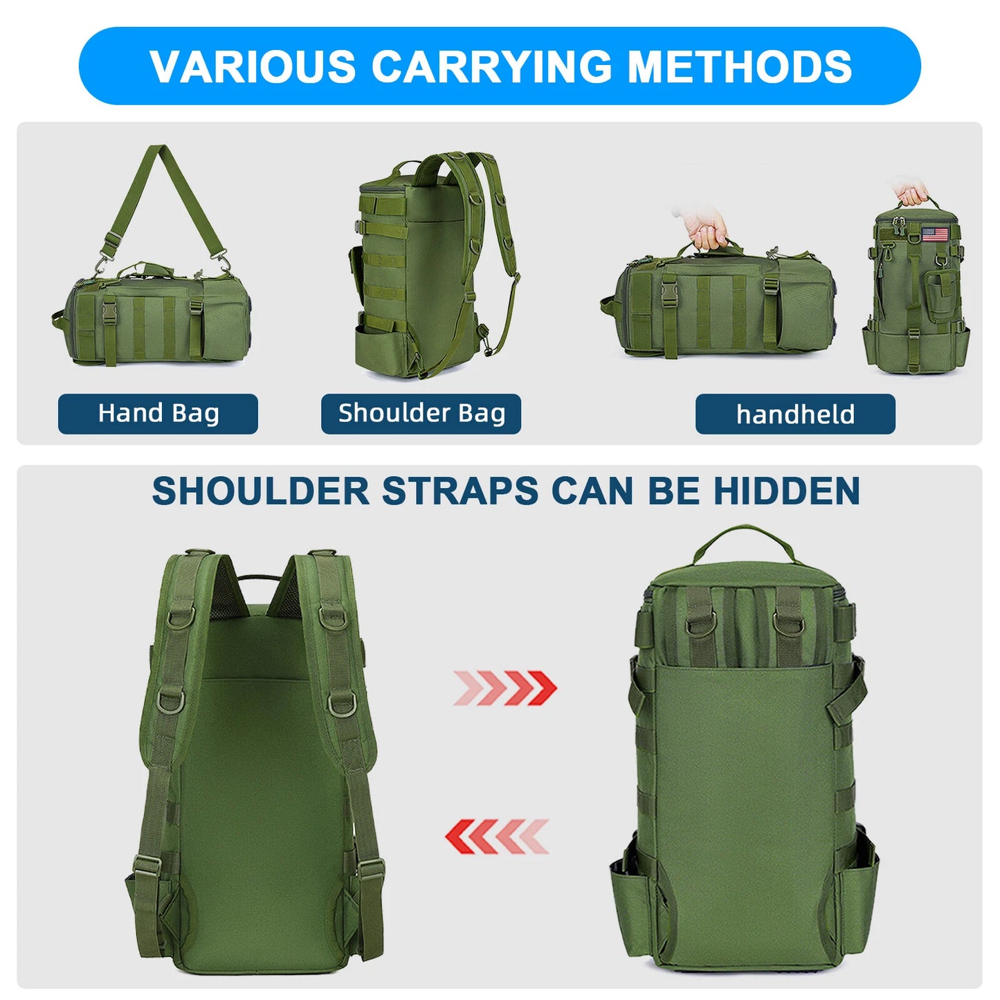 600D Waterproof Fishing Backpack Rod Holder Tackle Bag for Outdoor Use