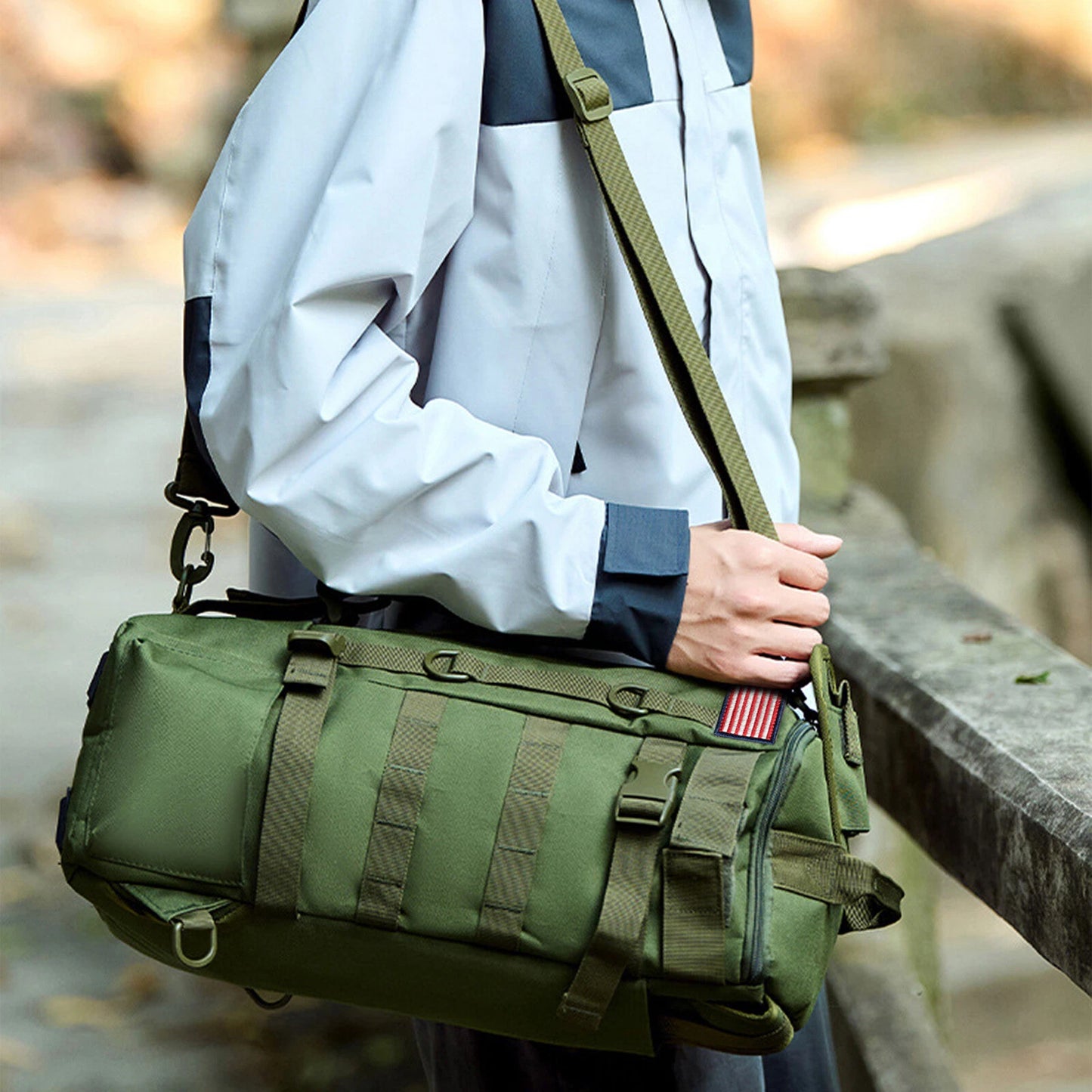 600D Waterproof Fishing Backpack Rod Holder Tackle Bag for Outdoor Use