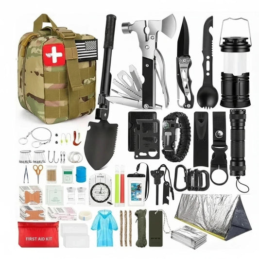 Emergency Survival Kit 250 Piece First Aid Bug Out Camping Camo Set