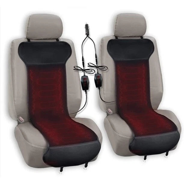 12V Heated Car Seat Cushion Covers 2 Pack Black