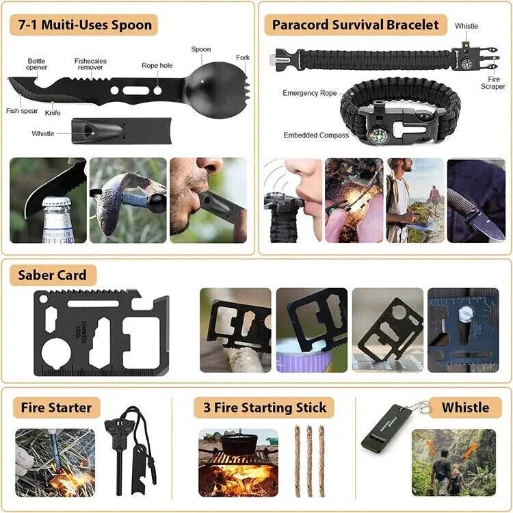 Emergency Survival Kit 250 Piece First Aid Bug Out Camping Camo Set