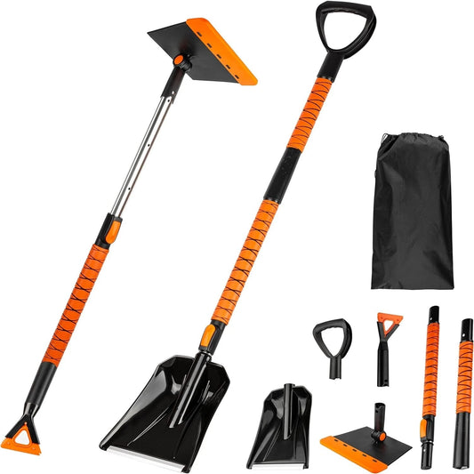 5-in-1 Extendable Car Snow Shovel Ice Scraper and Squeegee