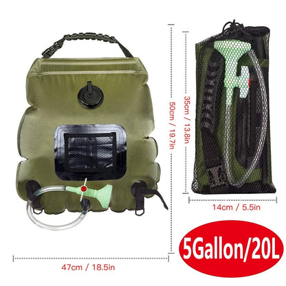20L Solar Camping Shower Bag with Hose and Hanging Strap