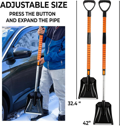 5-in-1 Extendable Car Snow Shovel Ice Scraper and Squeegee