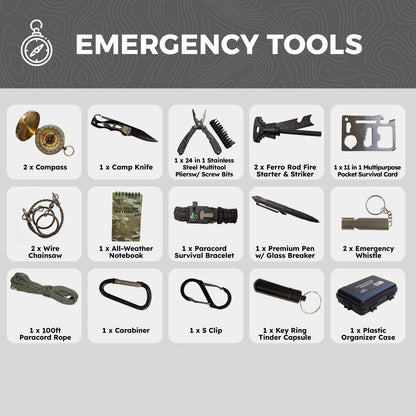 2 Person 72 Hour Emergency Survival Backpack Kit Camping Hiking