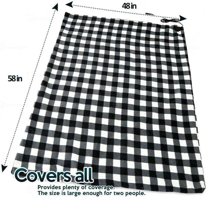 12V Heated Car Travel Blanket Black and White Fleece Throw