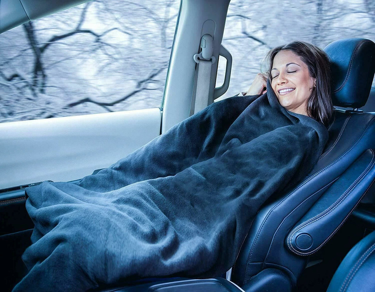 12V Heated Car Travel Blanket with 45-Minute Timer