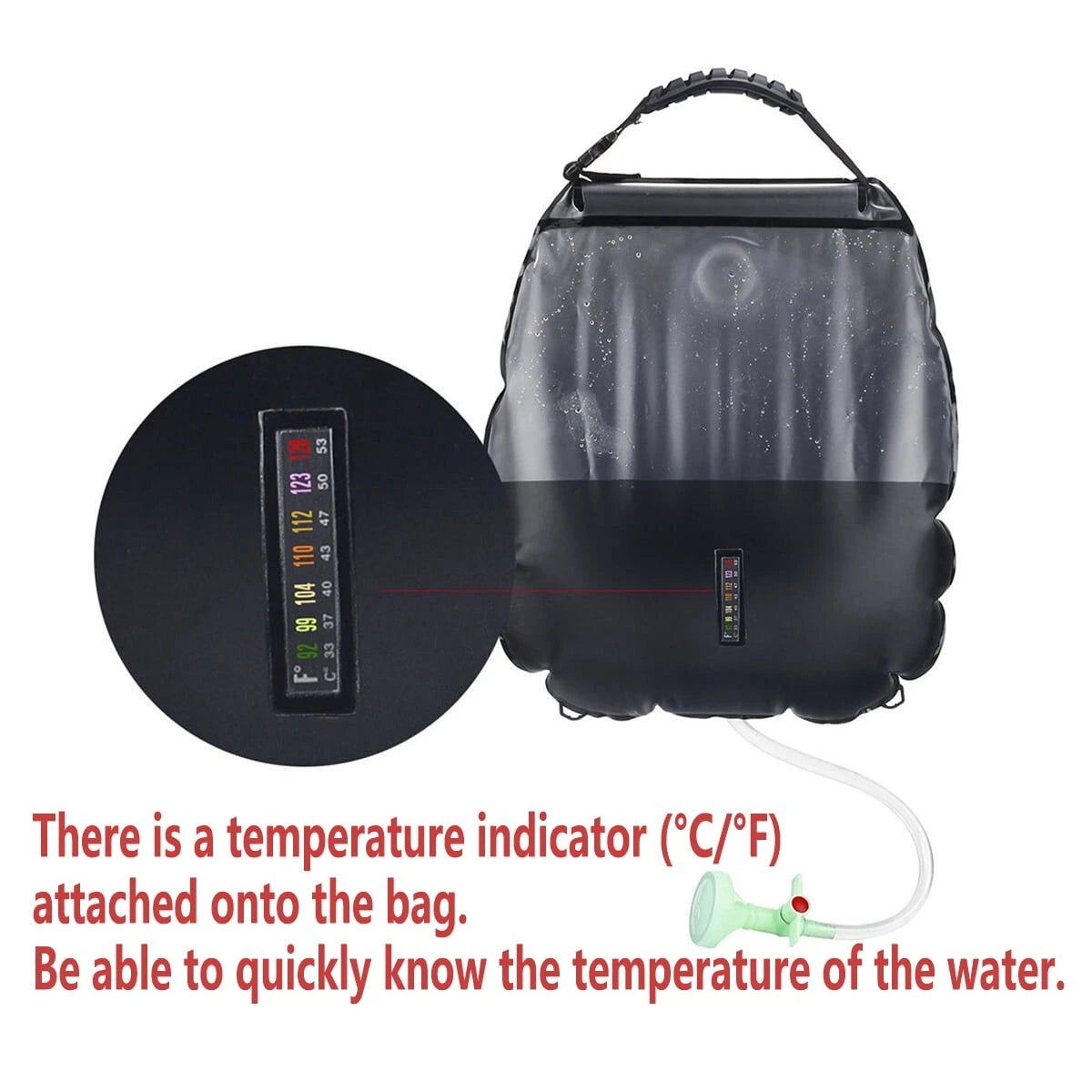 20L Solar Camping Shower Bag with Hose and Hanging Strap