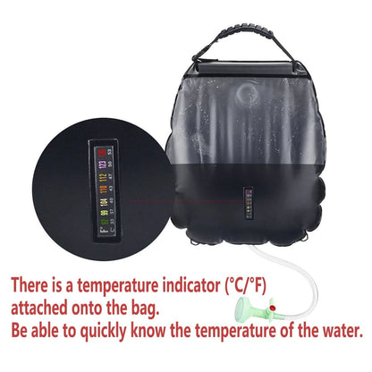 20L Solar Camping Shower Bag with Hose and Hanging Strap