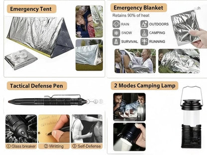 Emergency Survival Kit 250 Piece First Aid Bug Out Camping Camo Set