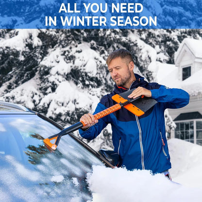5-in-1 Extendable Car Snow Shovel Ice Scraper and Squeegee