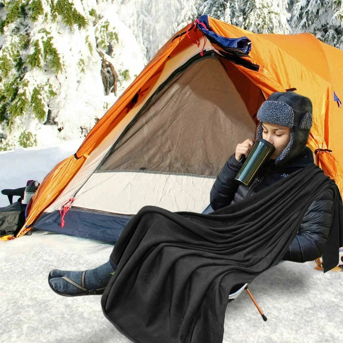 12V Heated Car Travel Blanket with 45-Minute Timer