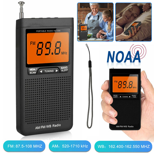 Portable NOAA Weather Radio AM FM Emergency Pocket Radio LCD Antenna