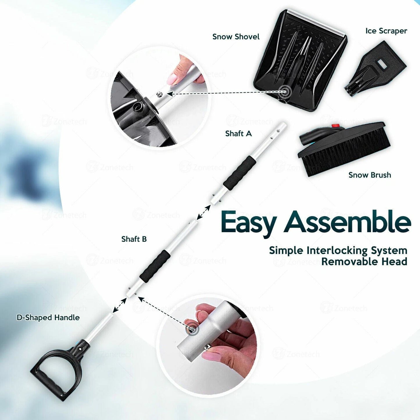 3-in-1 Car Snow Shovel Brush and Ice Scraper Kit