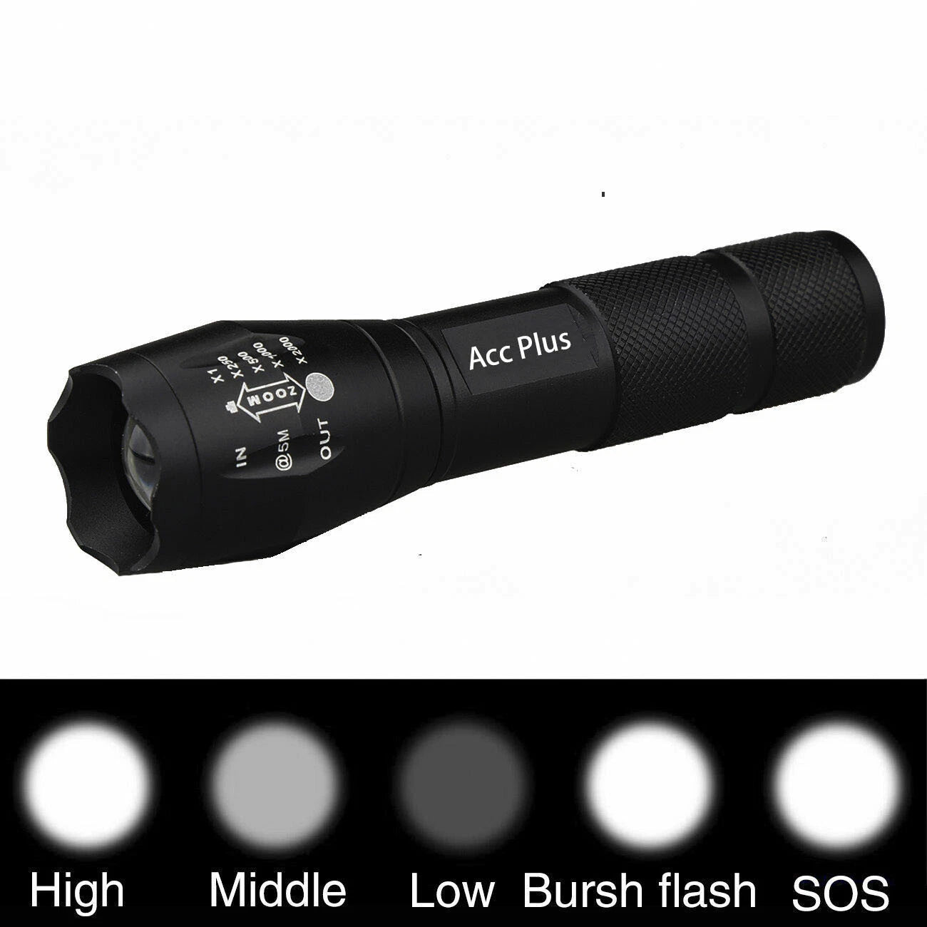 5-Pack Tactical Flashlights with Zoom and Adjustable Focus