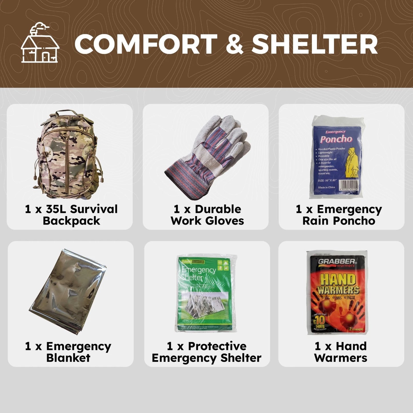 1 Person 72 Hour Emergency Survival Backpack Kit Camping Hiking