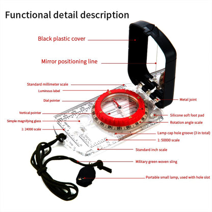 Compass for Hiking Maps Navigation Tool Outdoor Adjustable Declination