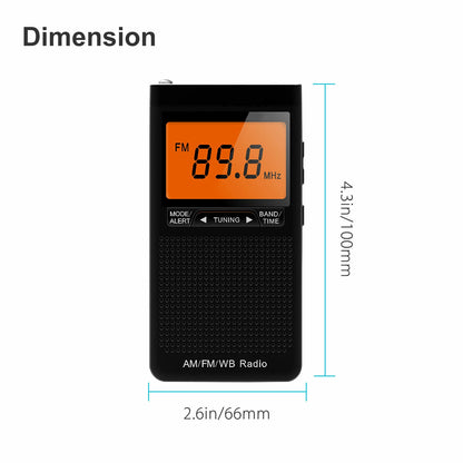 Portable NOAA Weather Radio AM FM Emergency Pocket Radio LCD Antenna