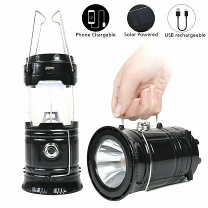 2pcs Solar LED Camping Lantern USB Rechargeable Flashlight