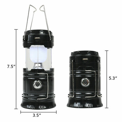 2pcs Solar LED Camping Lantern USB Rechargeable Flashlight