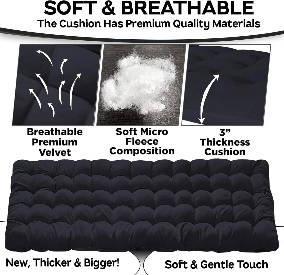 Foldable Camping Cot Mattress Pad with Waterproof Bottom
