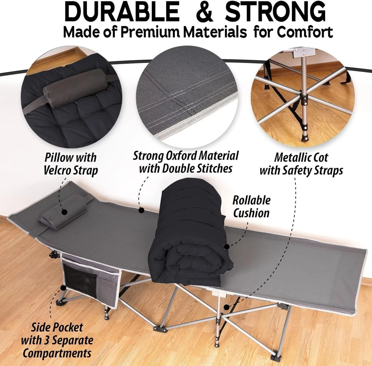 Foldable Camping Cot Mattress Pad with Waterproof Bottom