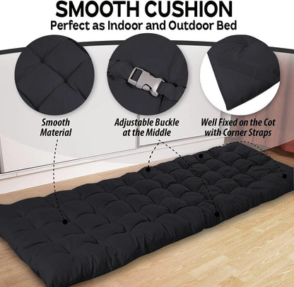 Foldable Camping Cot Mattress Pad with Waterproof Bottom