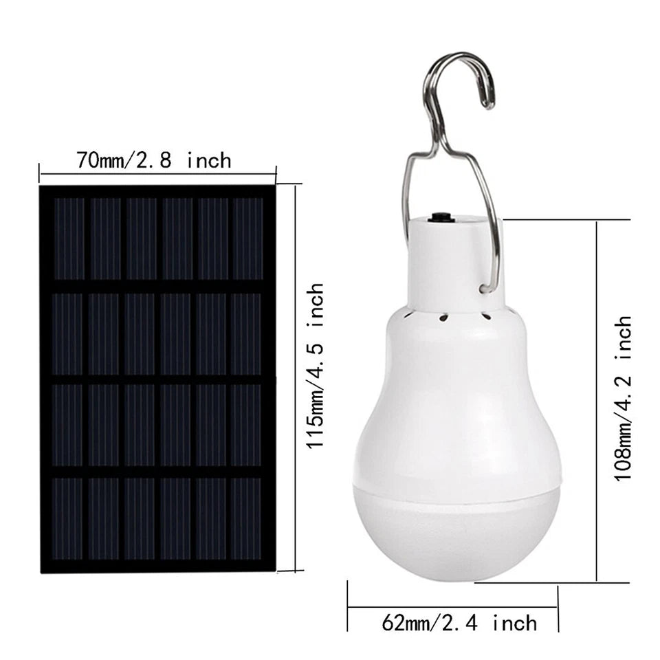 Portable Solar LED Bulb Light Hanging Camping Tent Lamp 2pcs