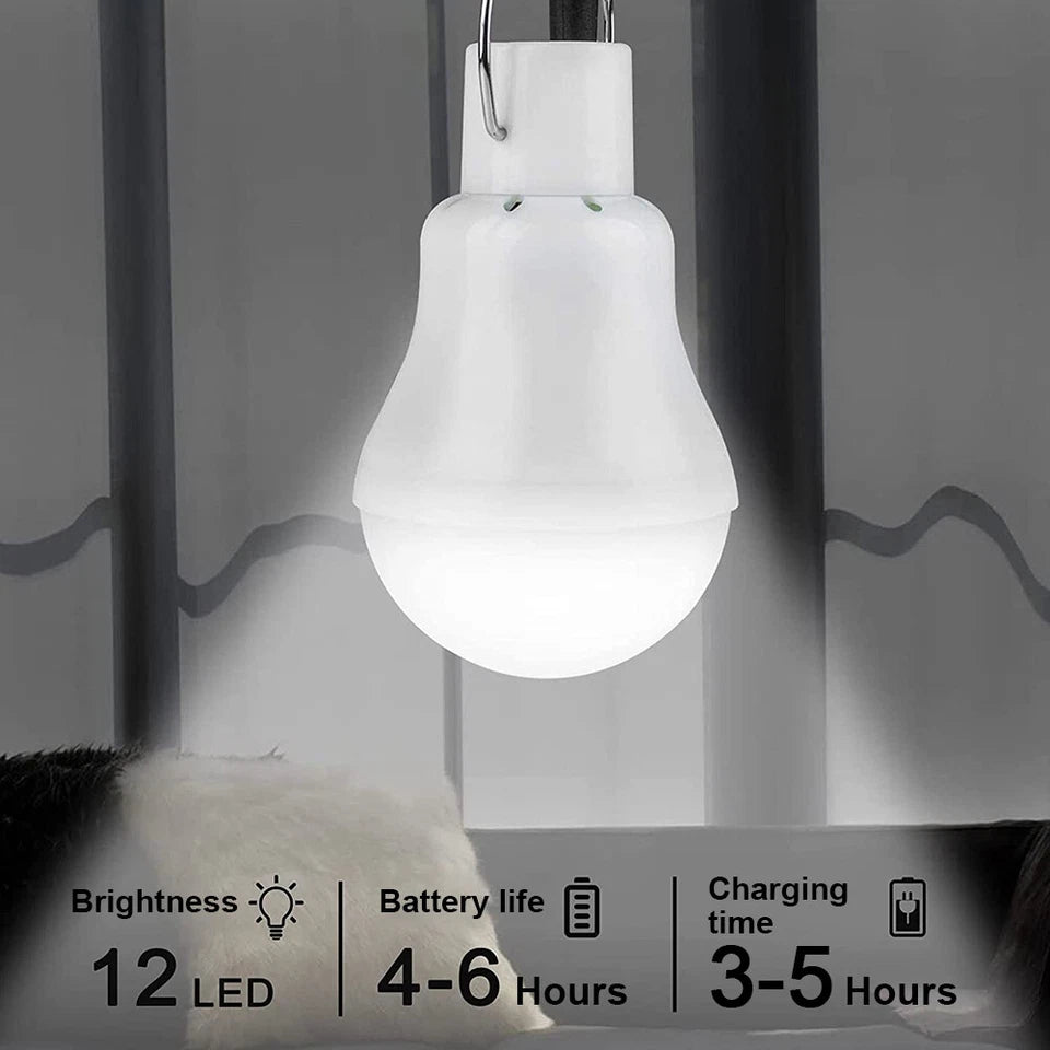 Portable Solar LED Bulb Light Hanging Camping Tent Lamp 2pcs