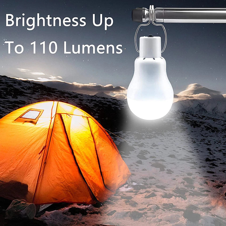 Portable Solar LED Bulb Light Hanging Camping Tent Lamp 2pcs