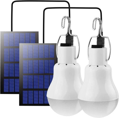 Portable Solar LED Bulb Light Hanging Camping Tent Lamp 2pcs