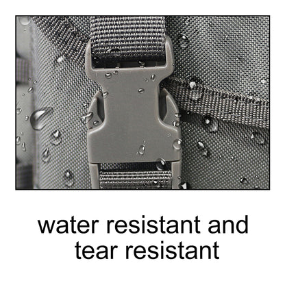 Close-up of tactical bag water-resistant and tear-resistant fabric with durable buckle