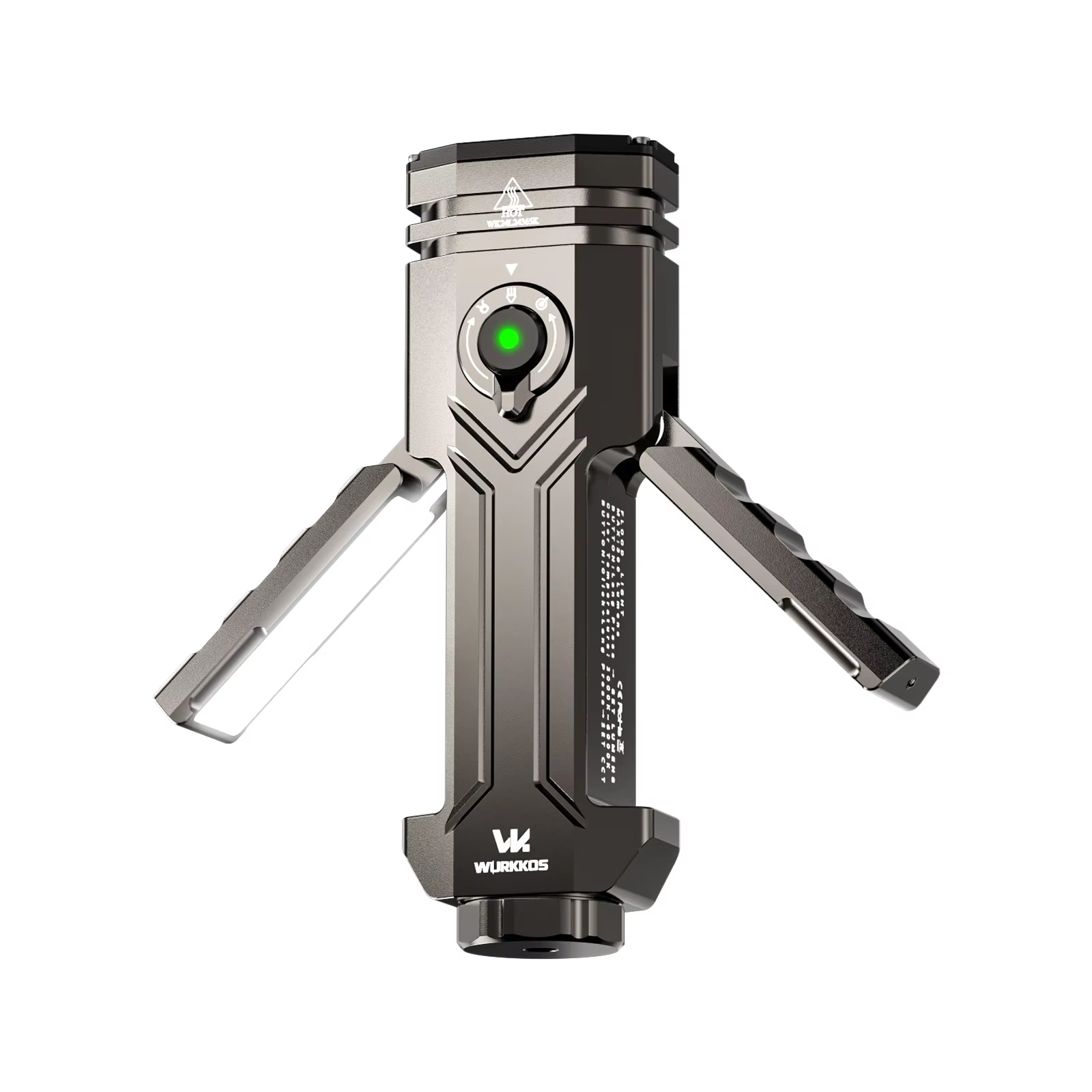 Wurkkos HD02 rechargeable EDC flashlight with folding side lights